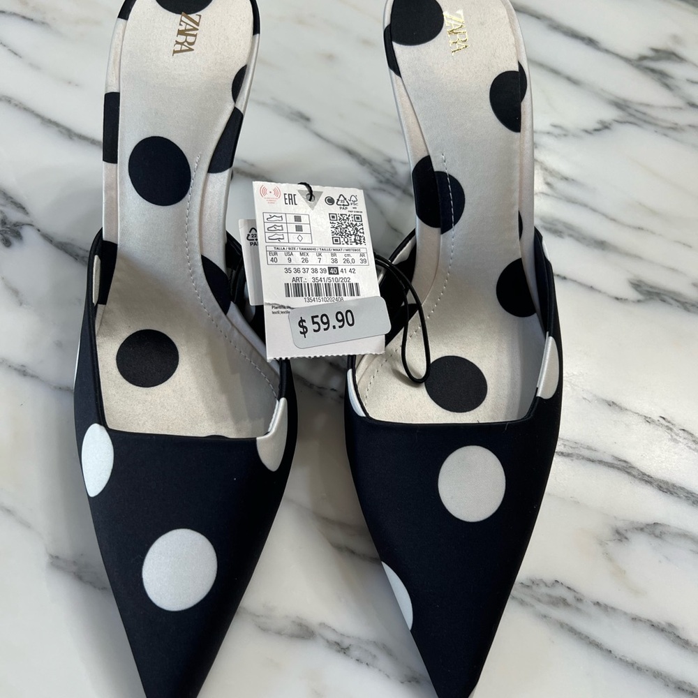 Zara Black and White Polka Dot Heels!